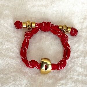 BaubleBar Red Cord Bracelet with Gold Accents